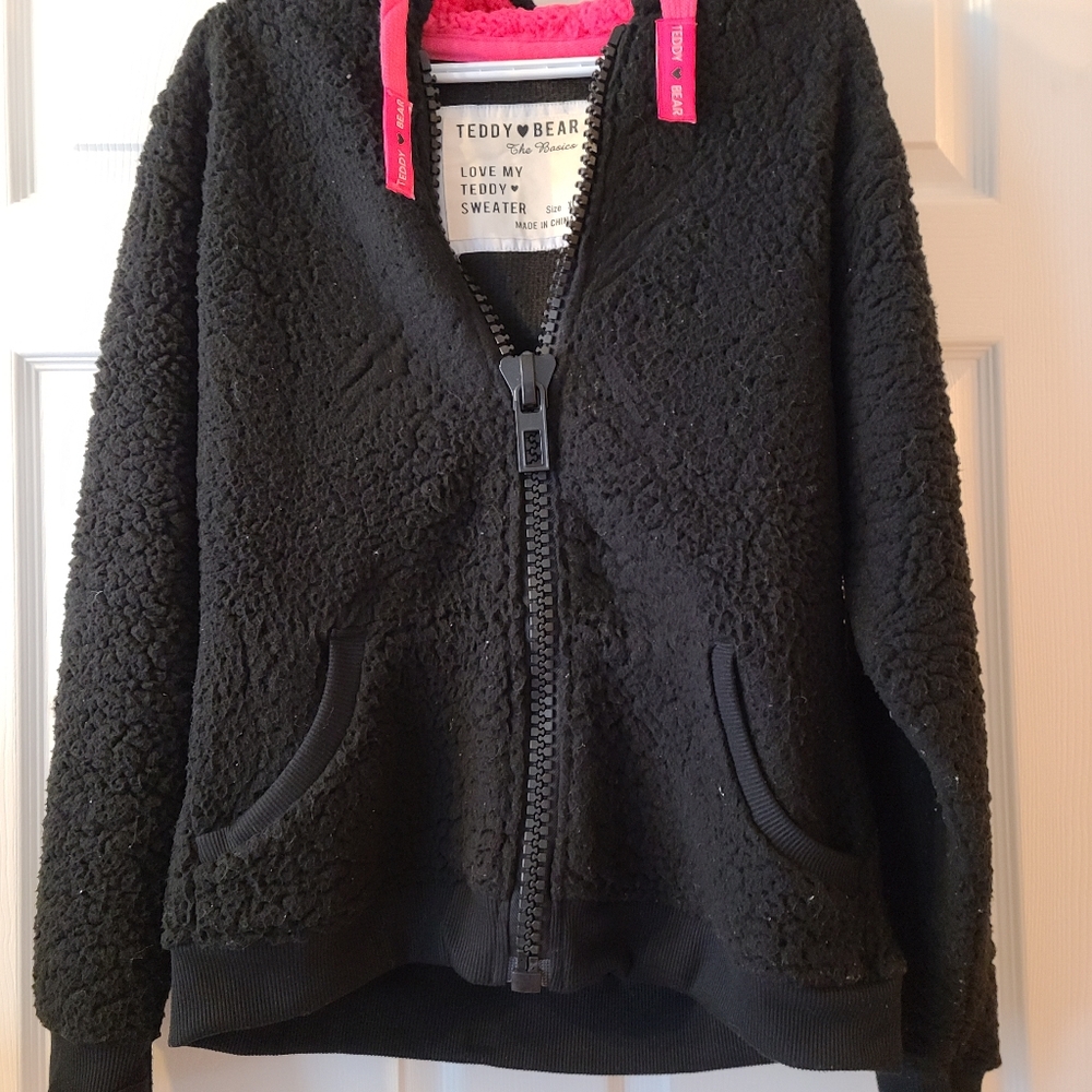 Black & Coral Zip-Up Hoodie